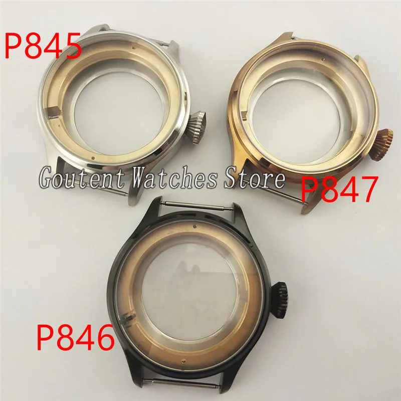 

42mm Gold/Black/Sliver Stainless Steel Men Watch Case Fit Sea gull ST2532 Movement