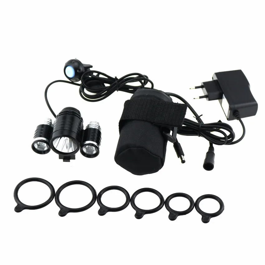 

Waterproof 4000 Lumens Cycling headlight 1xCREE XML T6 + 2x Cree R5 LED Bicycle Bike Front Light+ 18650 Battery Pack+Charger