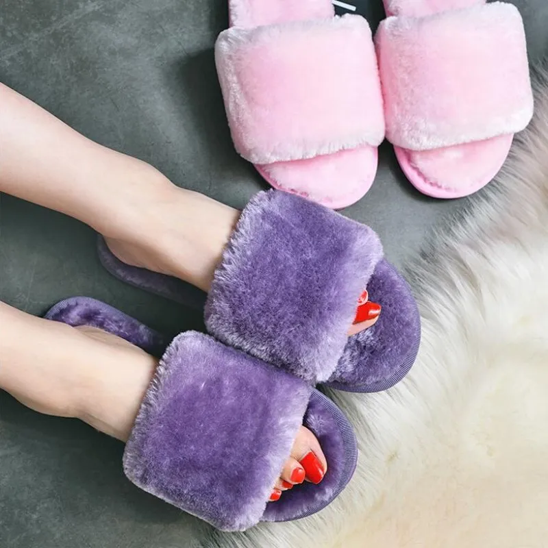 EOEODOIT Winter Home Slippers Women Men Flat Heel Warm ...