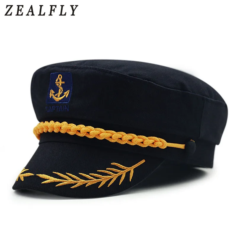 Captain Navy Olive Branch Military Hats Anchor Crew Cosplay Army Sailor Caps For Men Women Black ...
