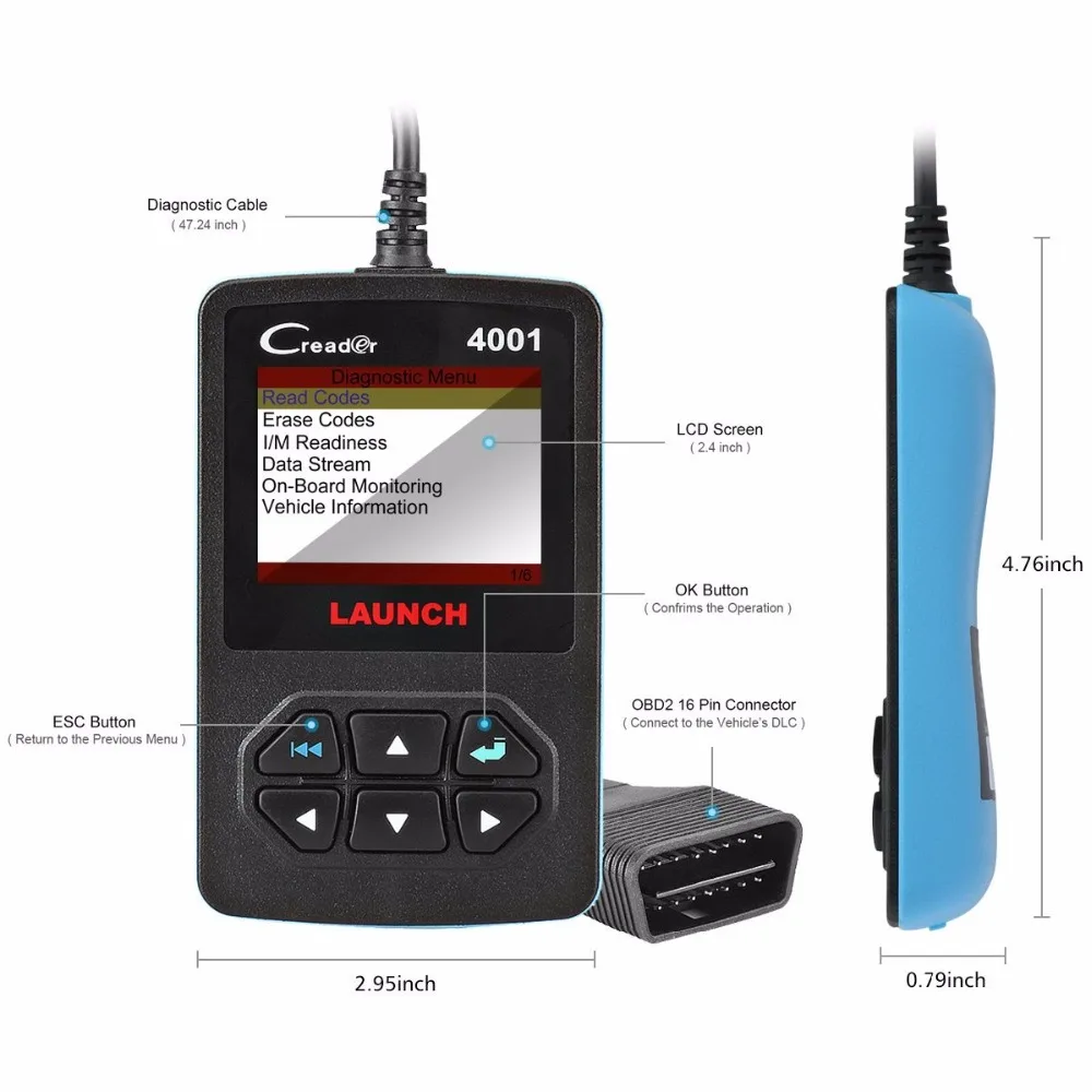 Launch CReader 4001 OBD2 сканер DIY Автомобильный считыватель кодов CR4001 OBDII диагностический инструмент Бесплатное обновление X431 CR419 такой же как autel AL319