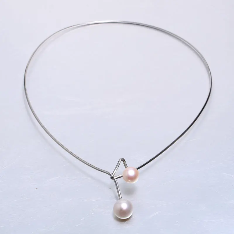 Silver Collar 11-12.5 mm Flat Beads Pearl Collar Women Dance is Fit For The Festival