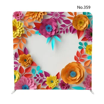 

accept custom No.359 colorful paper flowers in heart fabric pillowcase backdrop for spring summer
