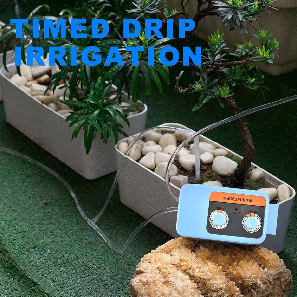 

Indoor Automatic Drip Irrigation System Pump Controller Watering Kits, Built-in High Quality Membrane Pump Intelligent Timing