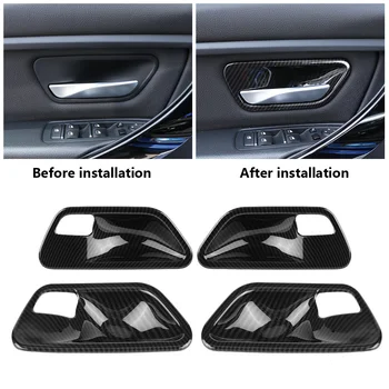 

4Pcs Car Interior Door Handle Cover Car ABS Interior Door Handle Cover Trim Bowl forBMW 3 Series F30 4 Series F32 2014-2018