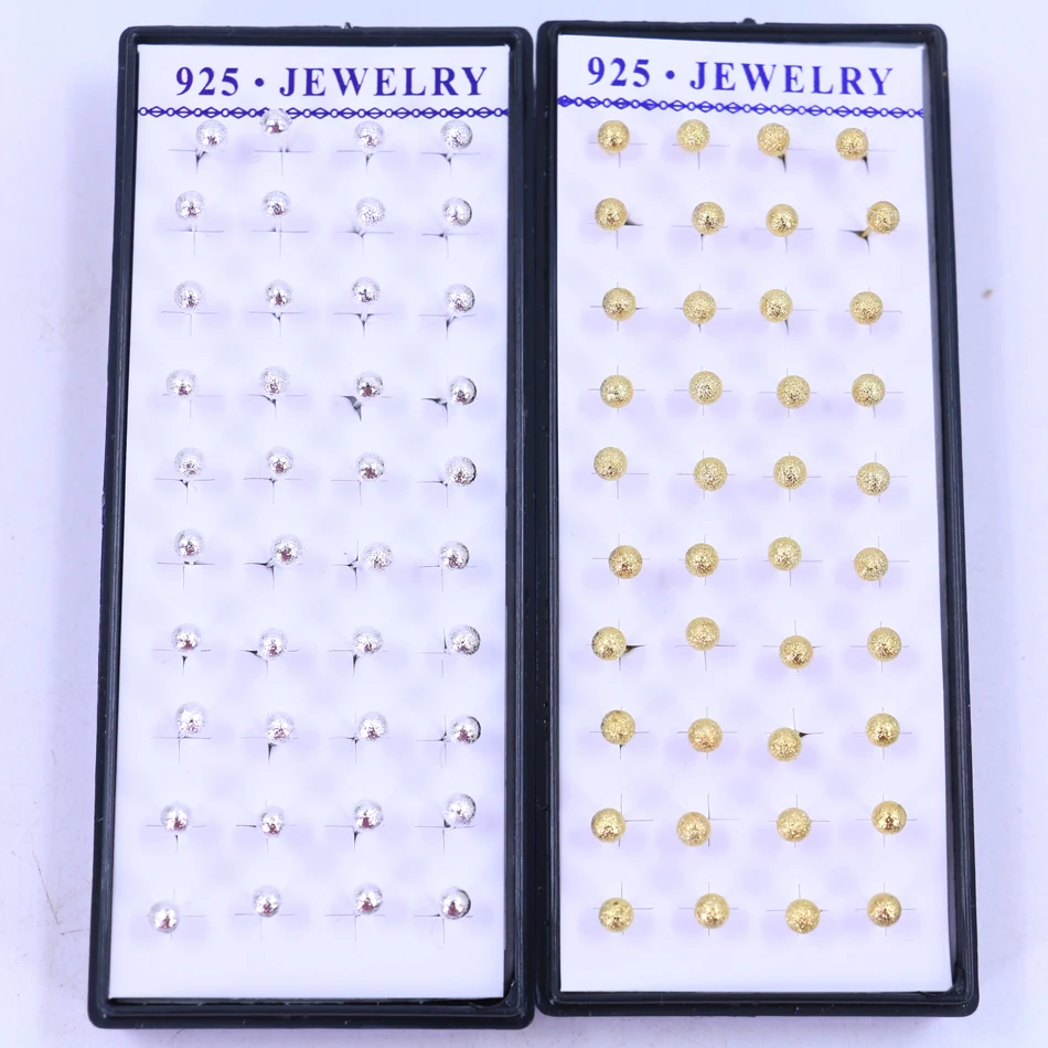 

Factory Fashion Jewelry Mini Small Earrings 4mm Matt Copper Ball Ear Studs Plate With Silver And Imitation Gold 20pairs