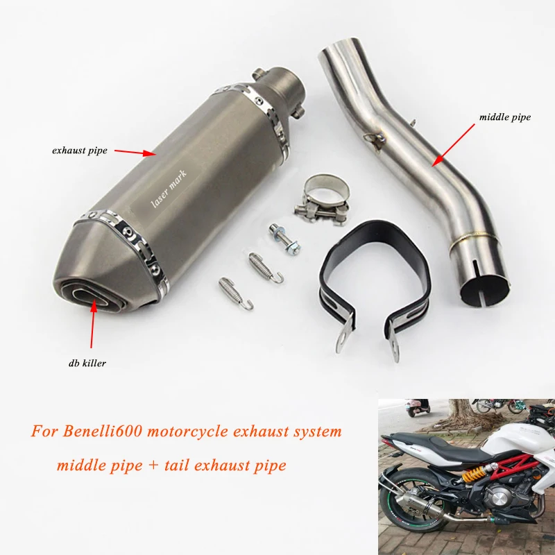 

for Benelli600 tnt600 Motorcycle Non-destructive installation 51mm Middle Connecting Pipe With Tail Exhaust Muffler Tip Tubes
