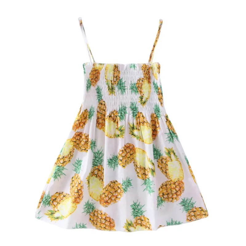 

Summer Girl Dress Kids Children Dress Girls Sleeveless Lemon Pineapple Sling Soft Cotton Summer Princess Dresses 2-7Y