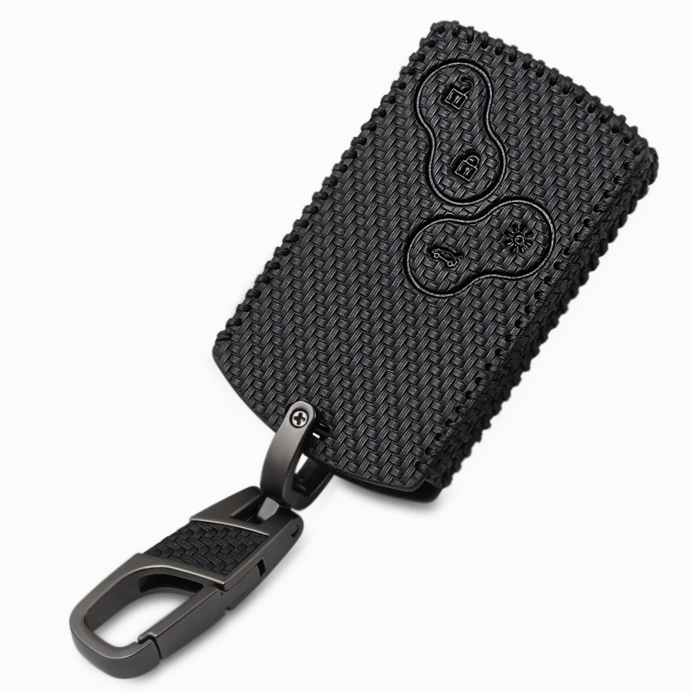 4 Buttons Carbon Fiber Style Leather Car-Styling Key Cover Case Protector For Renault Clio Logan Megane 2 3 Koleos Scenic Card key case key case cover