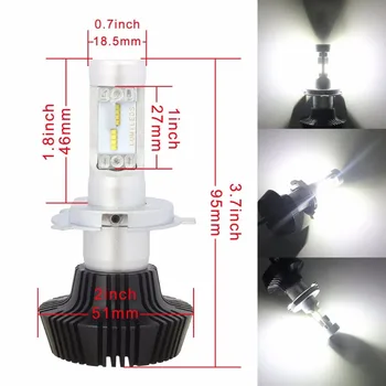 

Pair Canbus No Error H4 96W 12000LM ZES LED Car Auto Headlight KIT Hi-Lo Beam Replace HalogHIDXenon 12-24V By PhilipsLuxeon