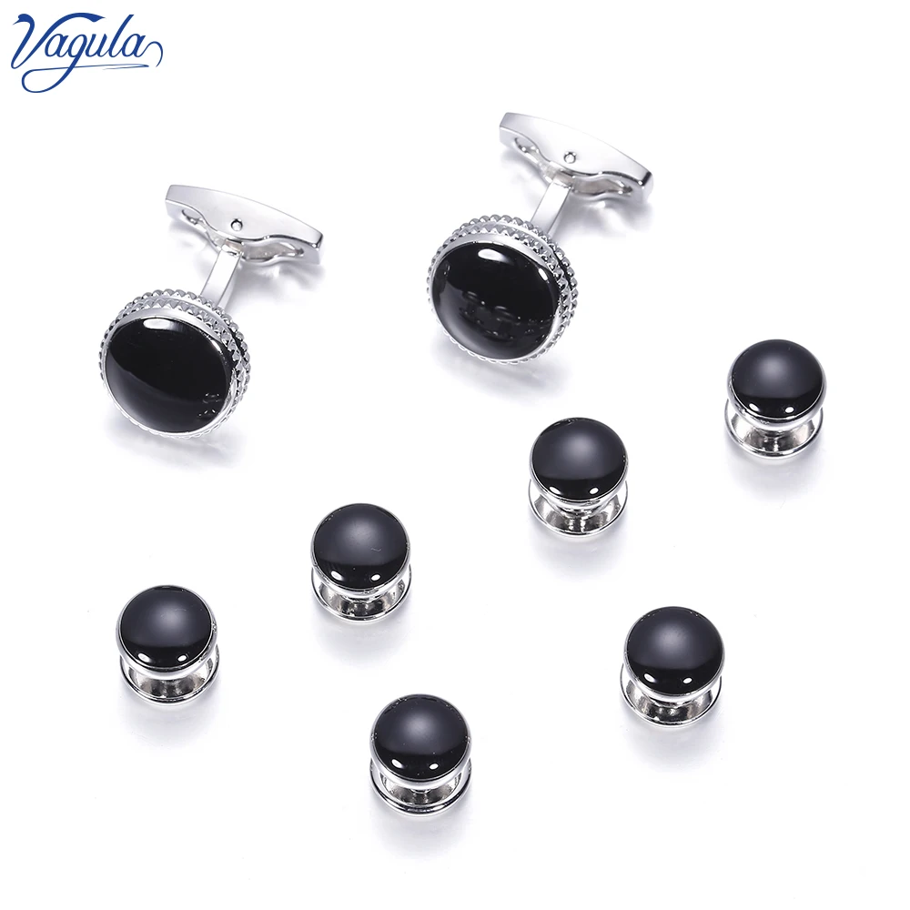 

VAGULA 8 Pcs Set Cufflinks Collar Studs High Quality Tuxedo Gemelos Cuff Links Button Men Jewelry 427