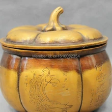 Китайский Бронзовый Сбор Флоковые Дворец 4 Больших Belle Статуя Тыква Стиль Jar-Box