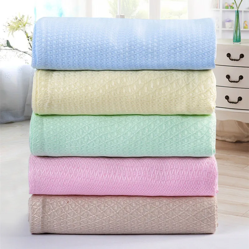 

Bamboo Fiber Summer Blankets/Quilts, Diamond Shape Mutiple-Use Comfortable and Natural Travel Blankets, 4 Size, 5 Color