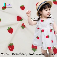 Новинка; сезон весна-лето; Белое мягкое платье из хлопка с вышивкой клубники; аксессуары для самостоятельной сборки; платье для малышей; юбка; ткань для штор; A0238F