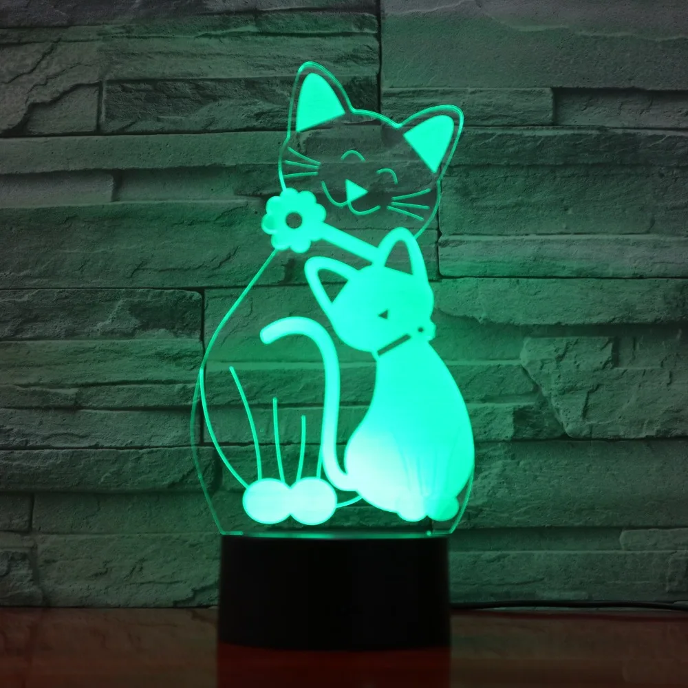 Cute Cat 3D LED Lamp 7 Color Changing 3d Night Light Remote Touch Switch Usb Desk Table Lamp For Kids Toy Gift led 3d innovative design visual rubik s cube modelling night lights 7 colorful usb touch button desk lamp creative kids toy gift