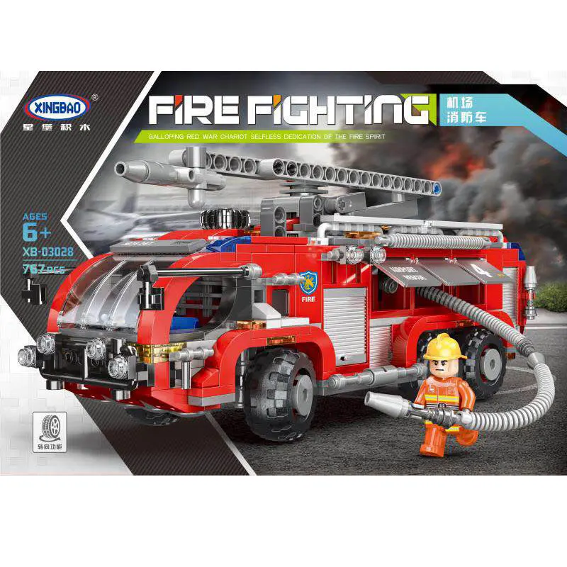 

New XINGBAO 03028 City Toys Series The Airport Fire Truck Set Blocks Bricks Building Educational Toys Model Gift Funny Assembled