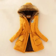 Женская парка, модная Осенняя зимняя теплая куртка, женские пальто с меховым воротником, Длинные парки, худи для офисной леди, хлопок размера плюс