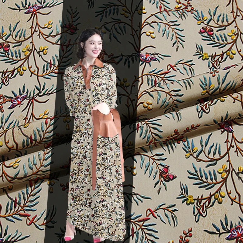 

138cm elegant print inkjet crepe de chine silk fabric 14mm soft dress shirt skirt silk fabric wholesale silk cloth