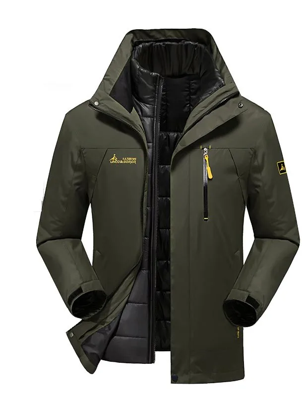 Мужская зимняя водонепроницаемая куртка для катания на лыжах 3 в 1, уличная куртка с капюшоном и хлопковой подкладкой, пальто для кемпинга, походов, походов, альпинизма, путешествий, негабаритных размеров
