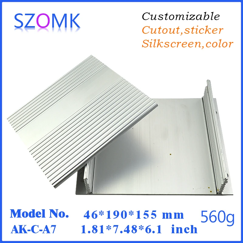 

shell enclosure for electronics aluminum junction housing (1 pcs) 46*190*155mm szomk silvery aluminum instrument enclosure