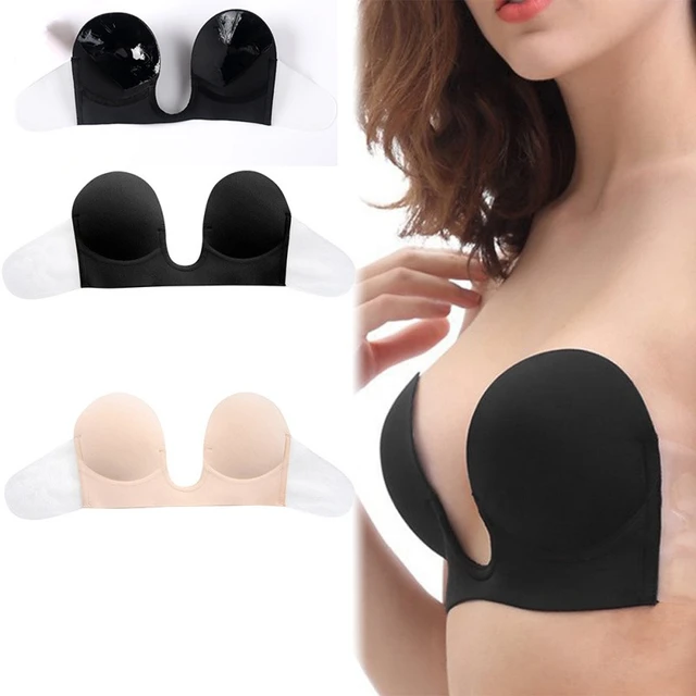 Women Self Adhesive Strapless Seamless Blackless Solid Bra Stick Gel  Silicone Push Up Women's Underwear Invisible Bra - Bras - AliExpress