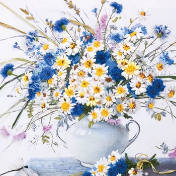 

Needlework,DIY Ribbon Cross stitch Sets for Embroidery kit,Elegant Daisy Flower ribbon Cross-Stitch handwork wall home decor
