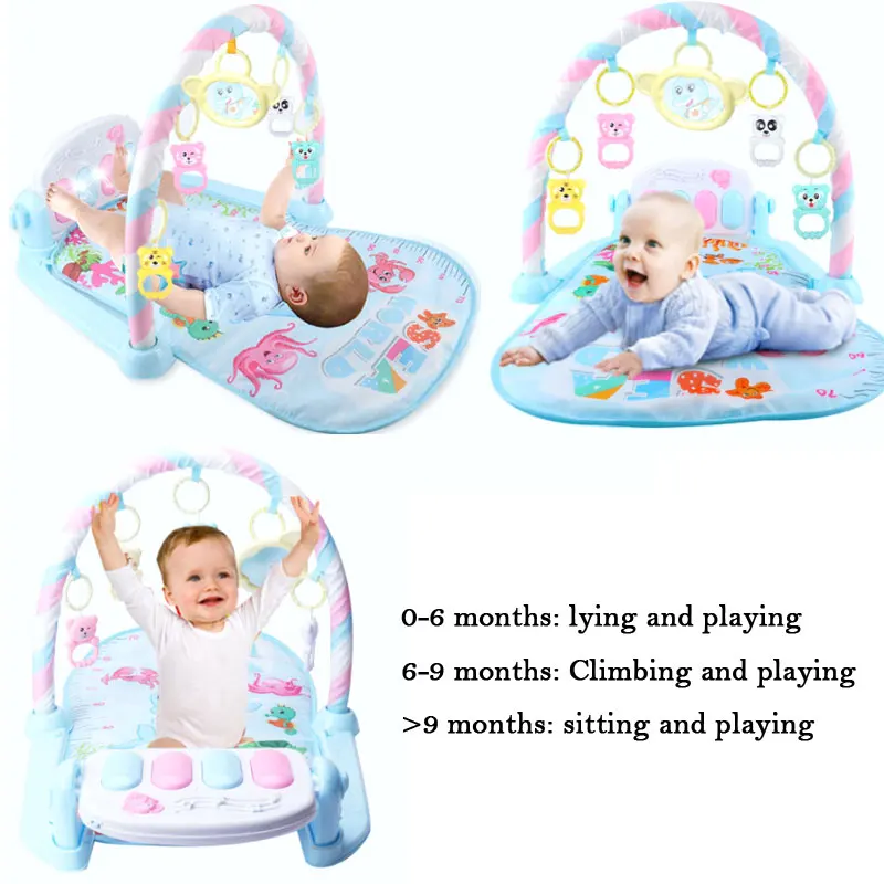 Newborn Baby Fitness Bodybuilding Frame Pedal Piano Music Carpet Rocking Chair Activity Kick Play Education Toy