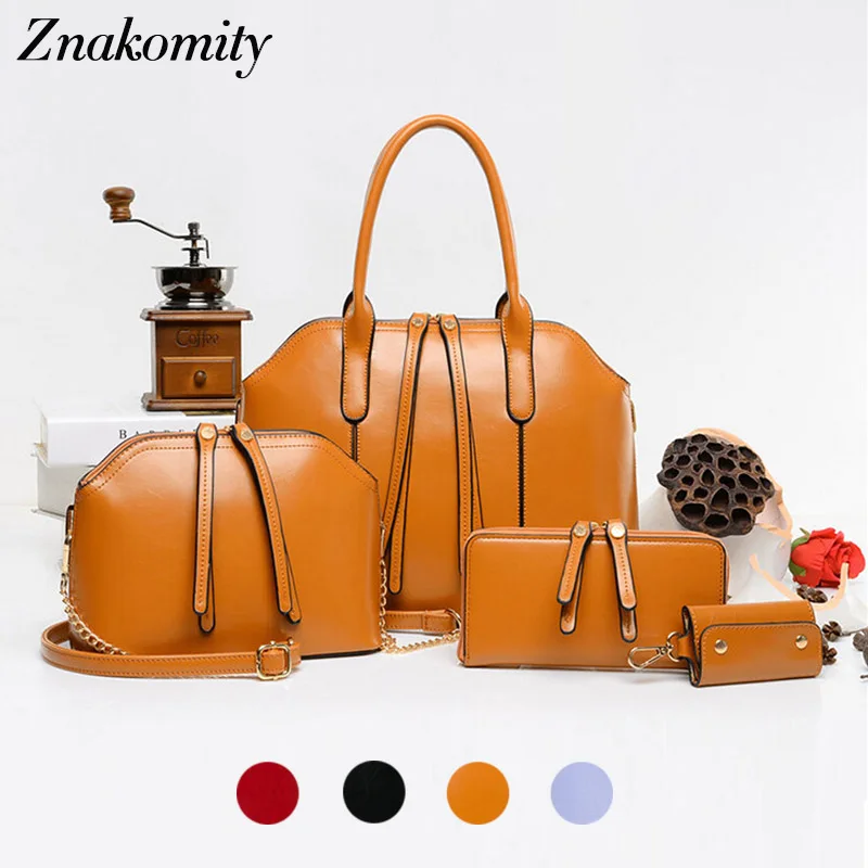 

Znakomity 4 Pcs/set Composite ladies hand bags set woman fashion Leather shoulder bags Crossbody messenger bag female Sac Femme