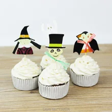 24 шт Хэллоуин призрак кекс Топпер карты вечерние Череп День рождения праздничные зубочистки формы для украшения торта в виде листьев украшения принадлежности Хэллоуин