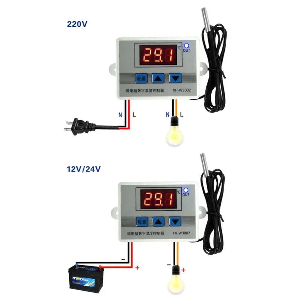 

220V 12V 24V Digital LED Temperature Controller Thermostat Switch Probe Sens Q17 Dropship