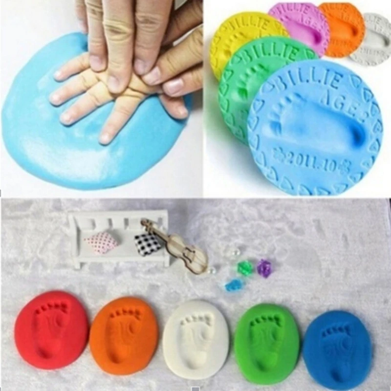 6-18 месяцев ручной работы и отпечаток пальца Детские сувениры сушка воздуха мягкая глина отпечаток руки ребенка отпечаток отпечатка пальца
