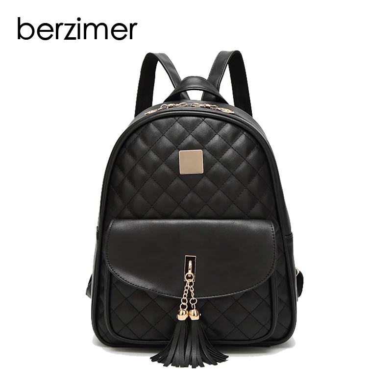 BERZIMER New Elegant Women Backpacks for Women Fashion Tassel Women Bags Nice Soft Leather Large ...