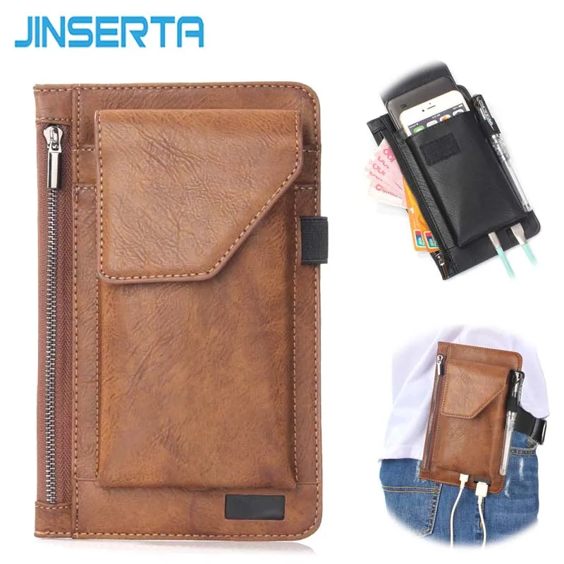 JINSERTA ремень чехол для samsung Galaxy Note 8 кожаный Универсальный многофункциональный кошелек на молнии сумка кобура Чехол под 6,3 ''телефон