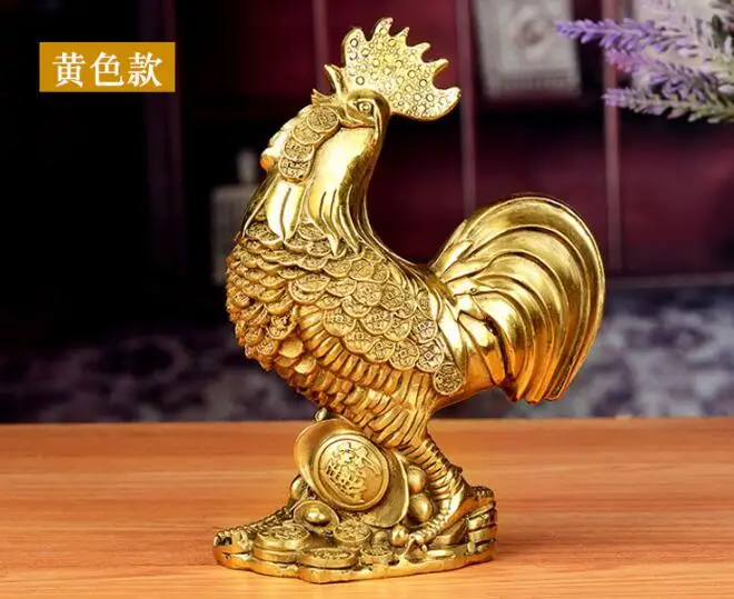 20 см Лаки Китайский Фэншуй Бронзовая скульптура зодиака курица петух