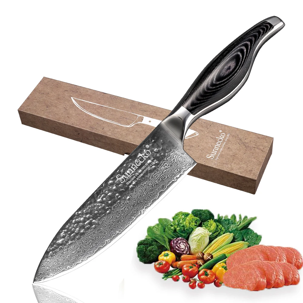 

Sunnecko 6" inch Chef Knife Kitchen Knives Damascus VG10 Steel 60HRC Sharp Strong Hardness Blade Pakka Wood Handle Cutting Tool