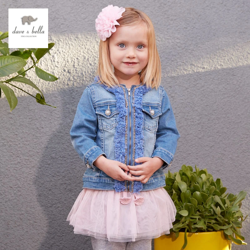 DB2999 B dave bella autumn baby girls denim jacket kids clothes toddler coat children coat girls