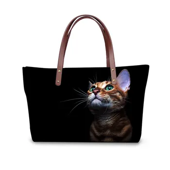 

3D Animal Cat Pattern Shoulder Handbags for Women Casual Ladies Black Messenger Bag Big Capacity Crossbody Bag Totes