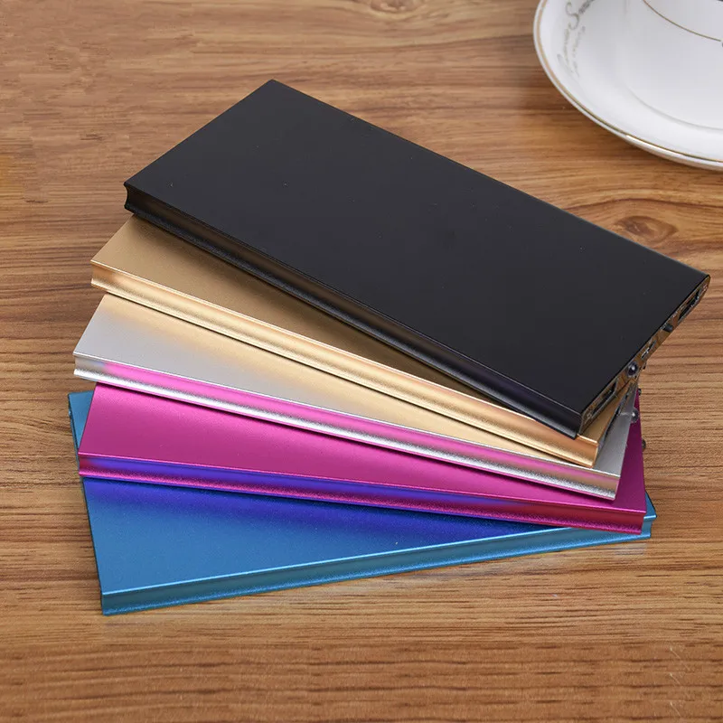 Beste Ultradunne 10000 mah Power Bank Draagbare Oplader + led licht Backup Power 2 USB Externe Batterij Oplader Cases voor iPhone xiaomi