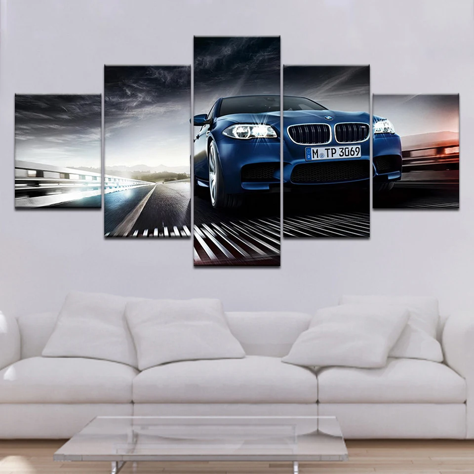 5 шт. HD с принтом автомобилей BMW плакат Современный декоративное живописное