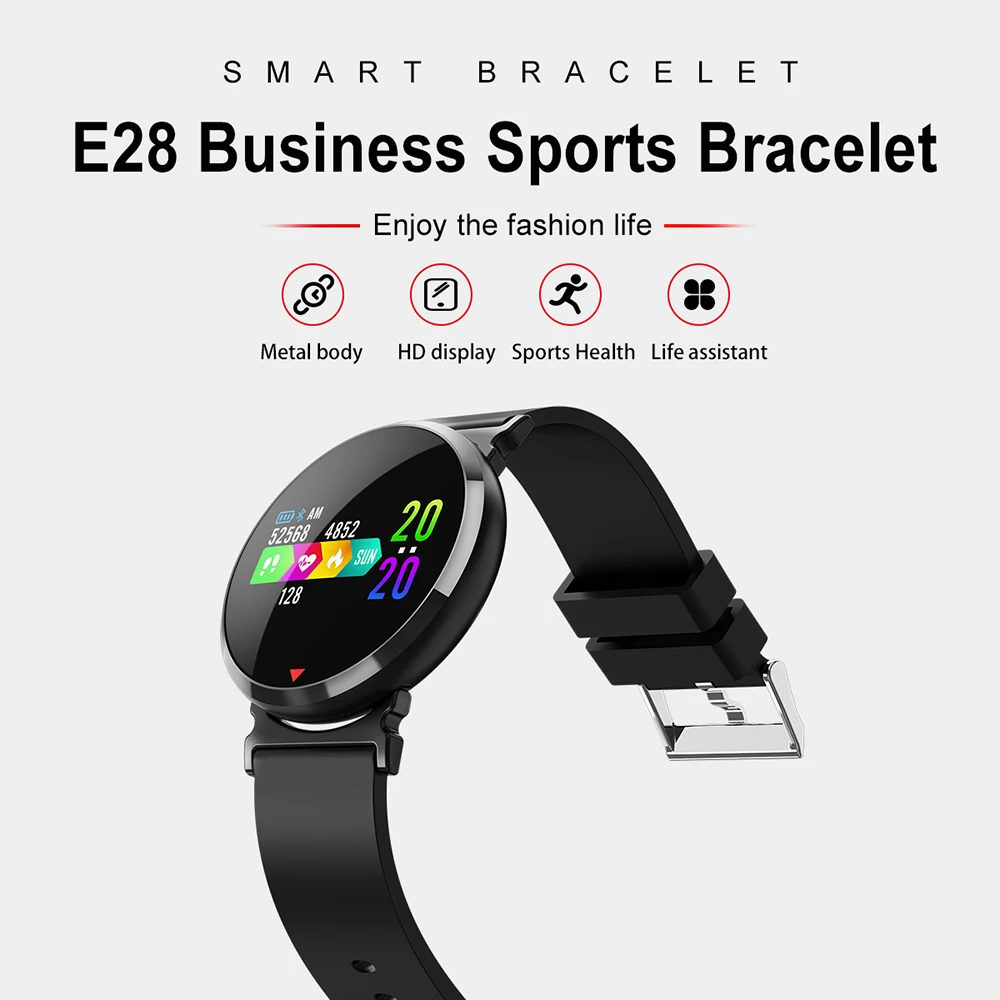 

Fitness Bracelet E28 IP67 Waterproof Heart Rate Pedometer Monitor Smart Wristband Blood Pressure Smart Band for Android and IOS