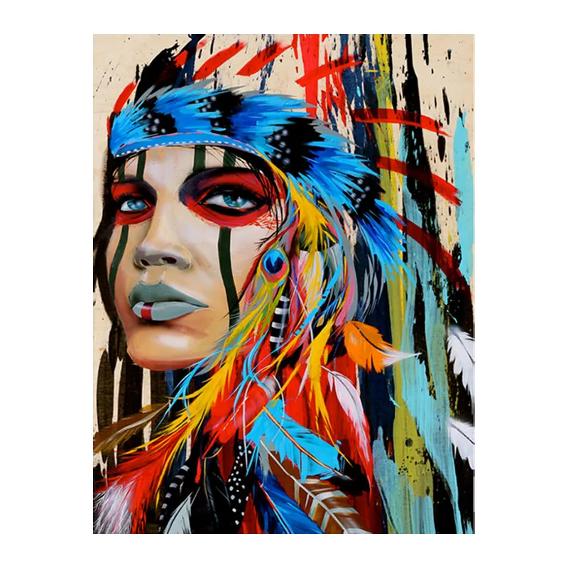 

DIY 5D Full Diamond Embroidery Diamond Mosaic Picture Indian natives Round Diamond Painting Cross Stitch
