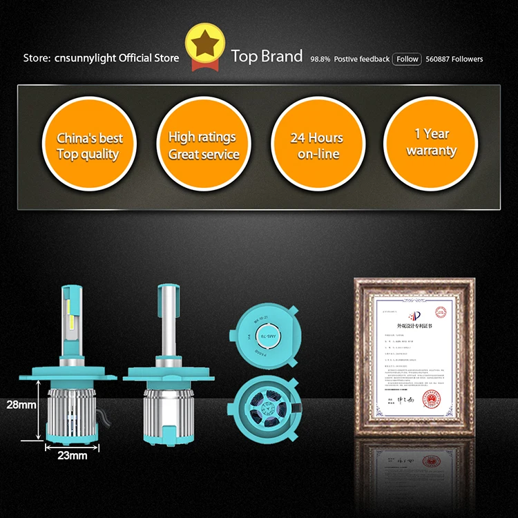 Тип СВЕТОДИОДА направленного света CNSUNNYLIGHT-H4 светодиодный H7 H11 H8 HB4 H1 H3 HB3 автомобильные лампы для фар машины 72W фары для 8000LM стайлинга автомобилей 6500K белый компактный светодиодный налобный фонарь