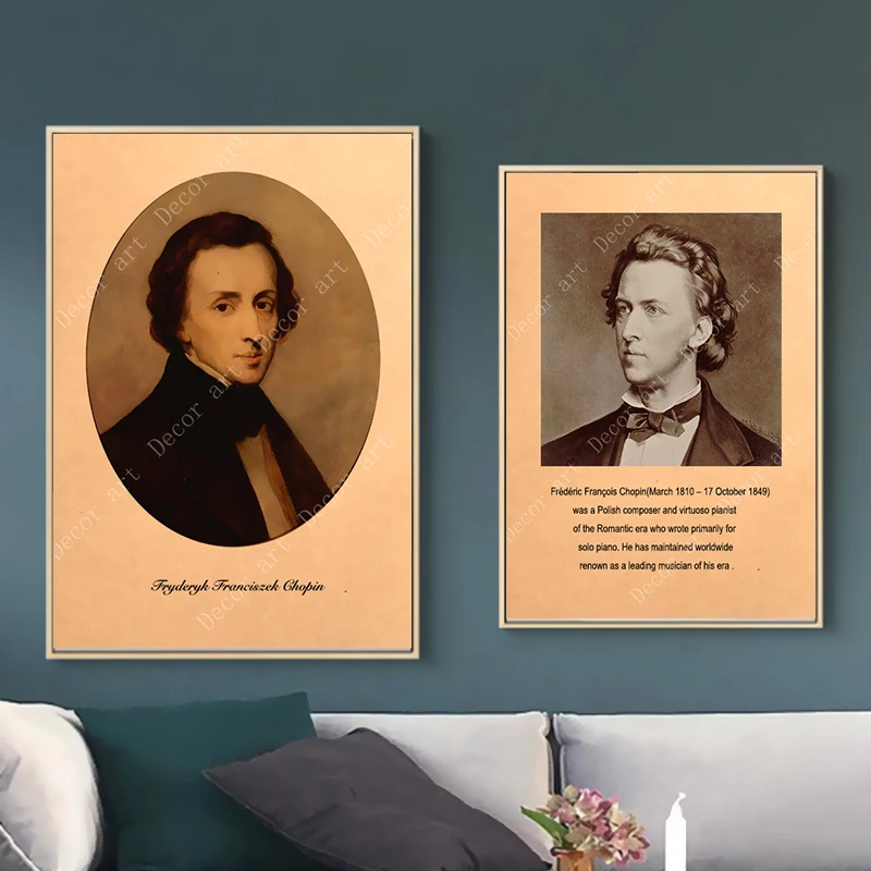 

Polish Musician Frederic Francois Chopin Canvas Paintings Vintage Wall Kraft Posters Coated Wall Stickers Home Decorative Gift