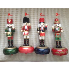 HT055 toy 31CM fine painted nutcracker Round Music Box walnut soldiers novelty ornaments Exquisite Gift Box Christmas gift