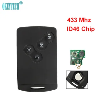 

OkeyTech 4 Button Remote Key With Small Insert Uncut Blade 433Mhz ID46 Chip for Renault Megane Scenic Laguna Koleos Clio PCF7952