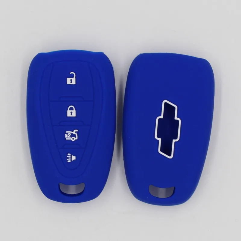 Силиконовый резиновый чехол для ключей автомобиля, защитный чехол для Chevrolet Cruze Malibu XL, 4 кнопки - Название цвета: Синий