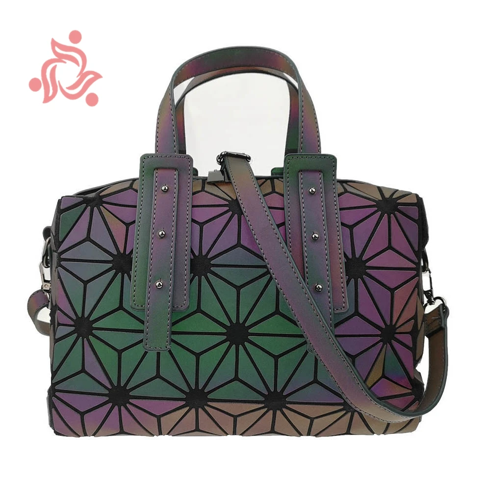 

NEW Fashion Zipper Bags Women Luminous Sac Bag Tote Geometry Ladies Quilted Shoulder Bags Saser Plain Folding Handbags Bolasa