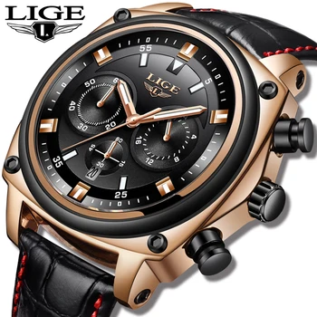 

Watches Mens Luxury Brand Watch LIGE Quartz Sport Military Men Watch Leather Diving 30 Meters Leisure Clock relogio masculino