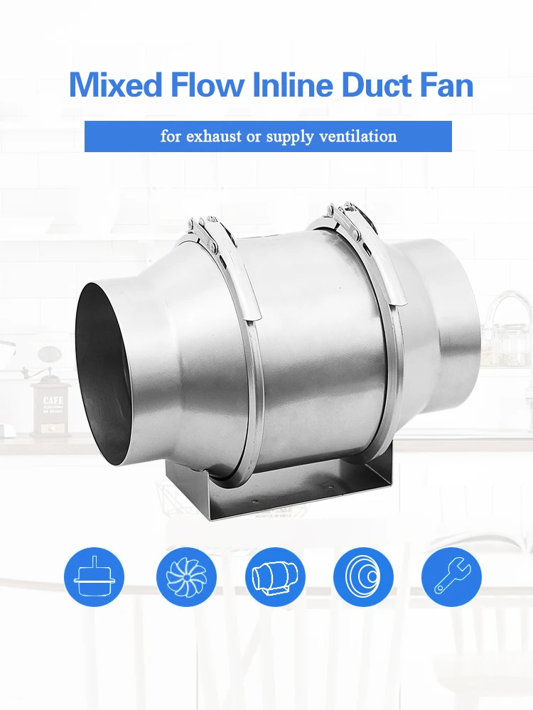 6 дюймов металлический смешанный поток встроенный воздуховод вентилятор труба вытяжной вентилятор Потолочный вентиляционный вентилятор турбо вентилятор экстрактор вентилятор 220 В 150 мм