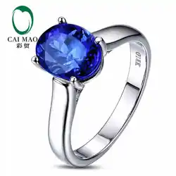 CaiMao 18KT/750 Белое золото 2,9 ct натуральный если Синий танзанит AAA 0,09 ct полный огранки обручение Драгоценное кольцо ювелирные изделия